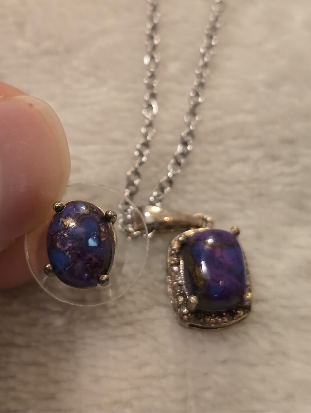 Purple Turqoiuse Necklace and 1 Earring Set